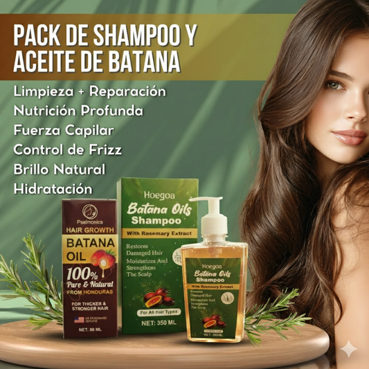 Shampoo Batana con caja + Sérum Batana con activador de cafe