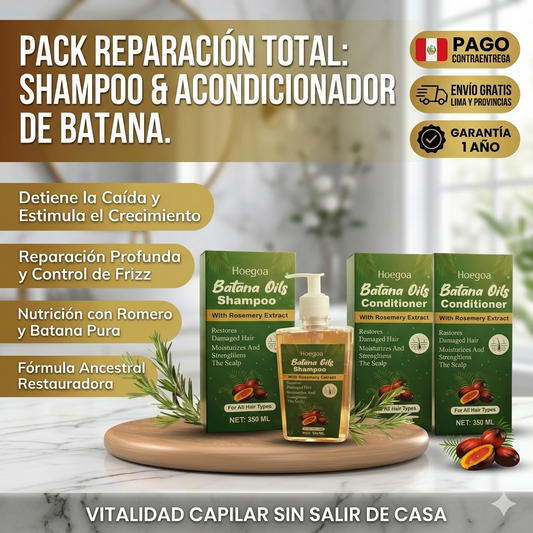 Shampoo Batana con caja + Sérum Batana con activador de cafe